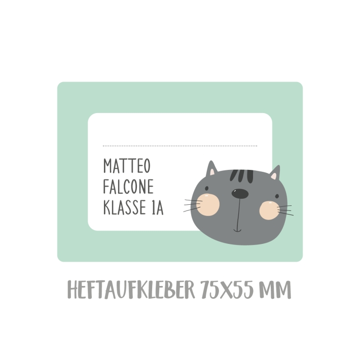 Namensaufkleber Set fr die Schule Katze