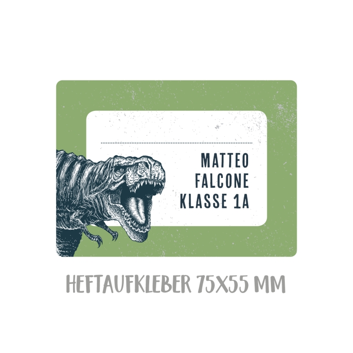 Namensaufkleber Set fr die Schule T Rex