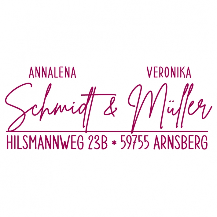 Adressstempel modern, personalisiert mit Doppelnamen