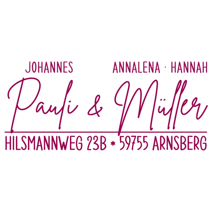 Adressstempel modern, personalisiert mit Doppelnamen
