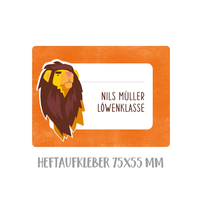 Namensaufkleber Set fr die Schule Lwe