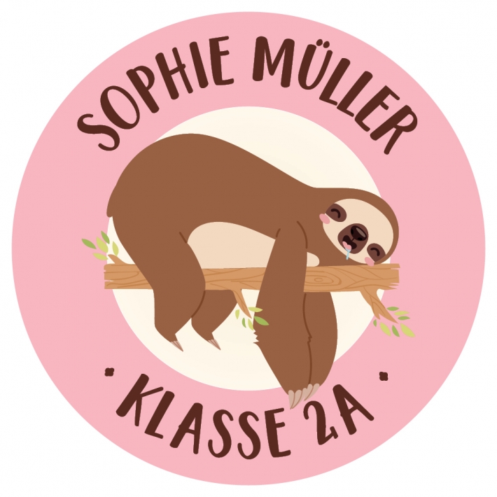 Schulaufkleber I Namensaufkleber fr die Schule Faultier