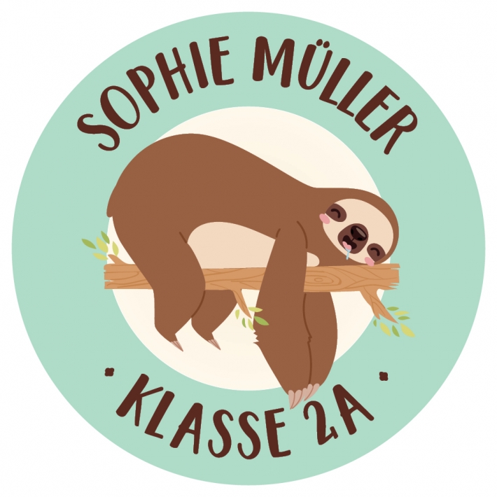 Schulaufkleber I Namensaufkleber fr die Schule Faultier