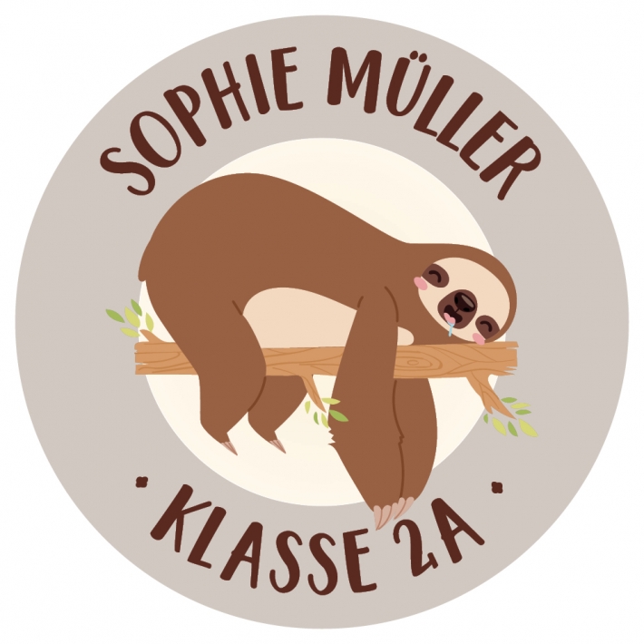 Schulaufkleber I Namensaufkleber fr die Schule Faultier