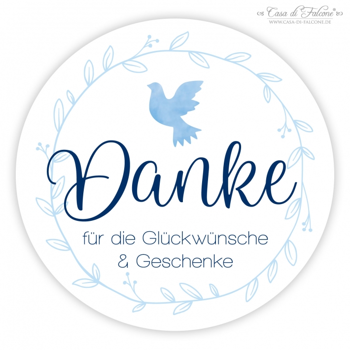 Dankeaufkleber zur Kommunion Taube, Aquarell