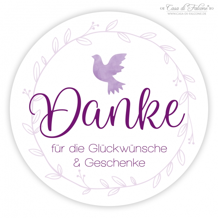 Dankeaufkleber zur Kommunion Taube, Aquarell