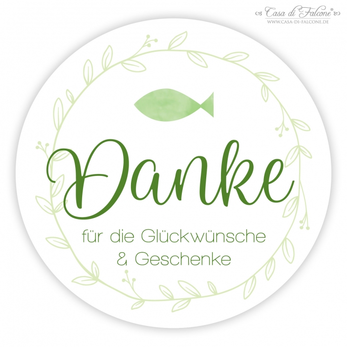 Dankeaufkleber zur Kommunion Fisch, Aquarell