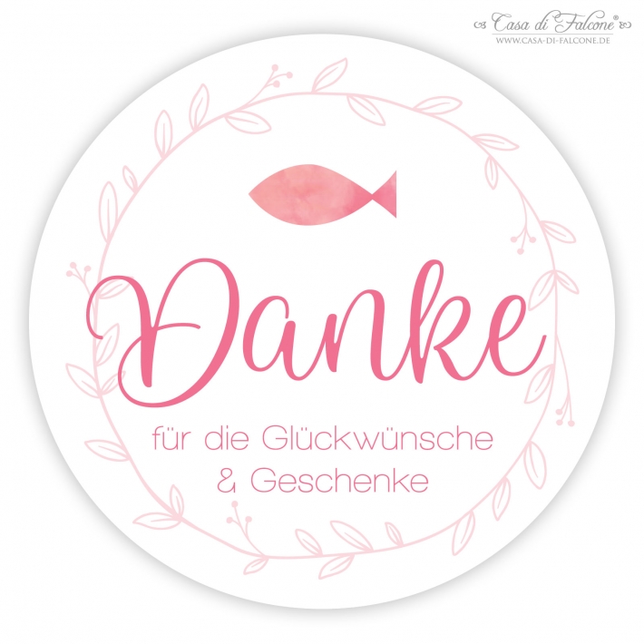 Dankeaufkleber zur Kommunion Fisch, Aquarell