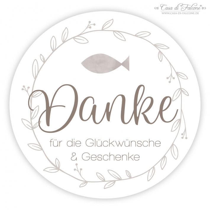 Dankeaufkleber zur Kommunion Fisch, Aquarell