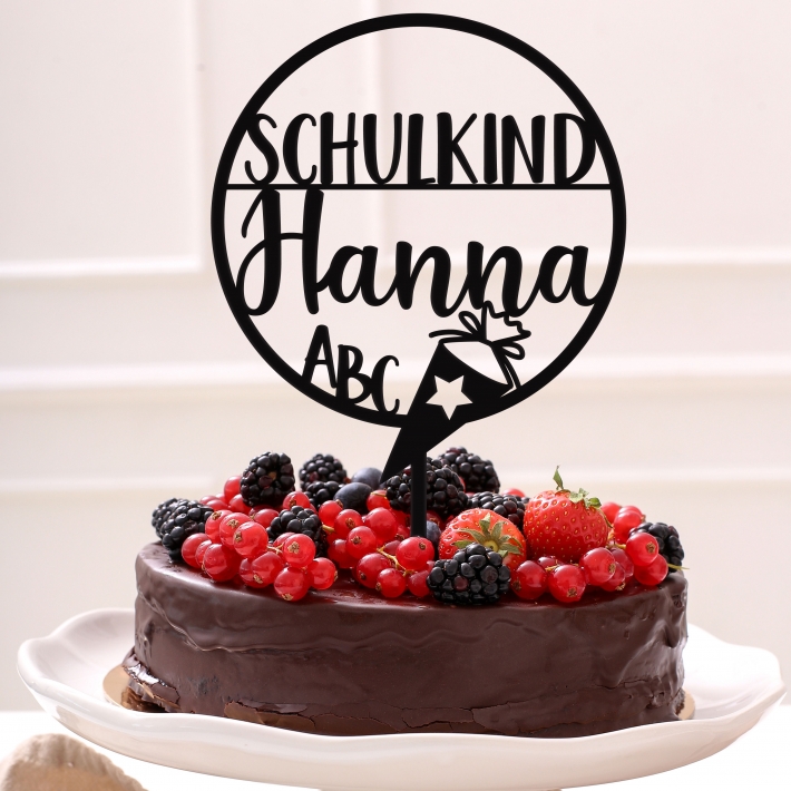 Cake topper Schulkind rund, personalisiert