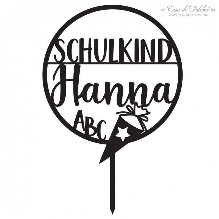 Cake topper Schulkind rund, personalisiert