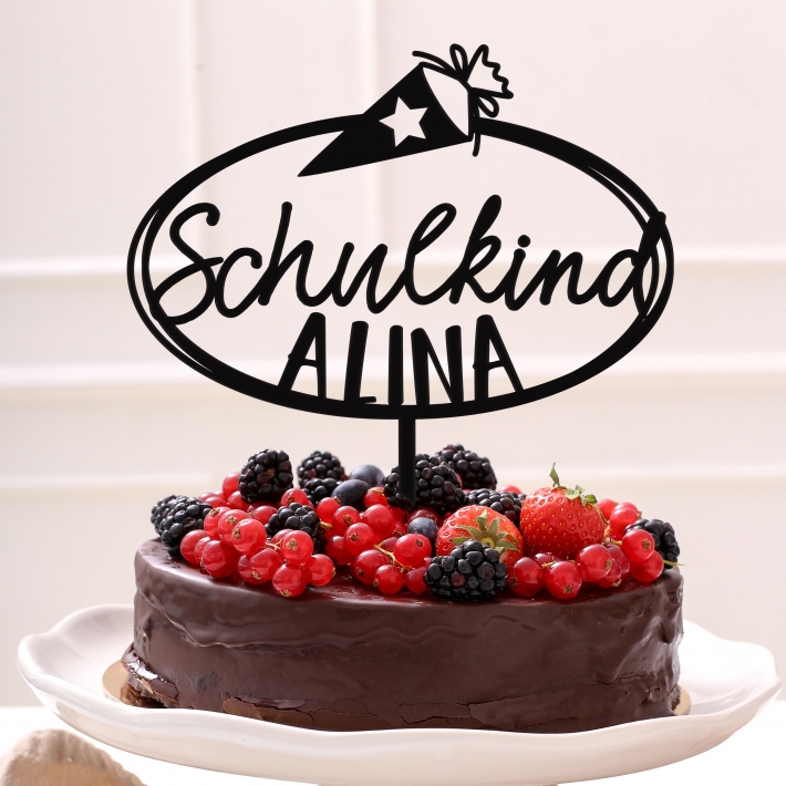 Cake topper Schulkind oval, personalisiert