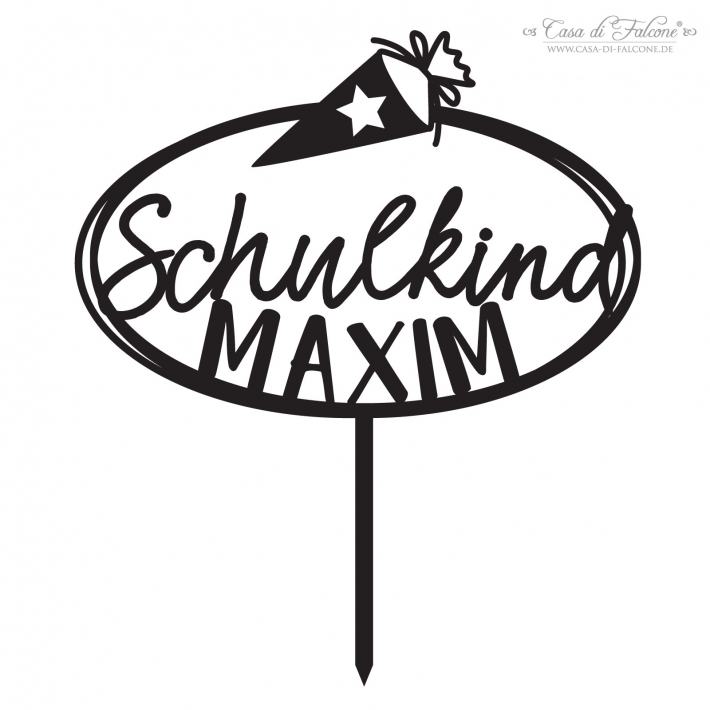 Cake topper Schulkind oval, personalisiert