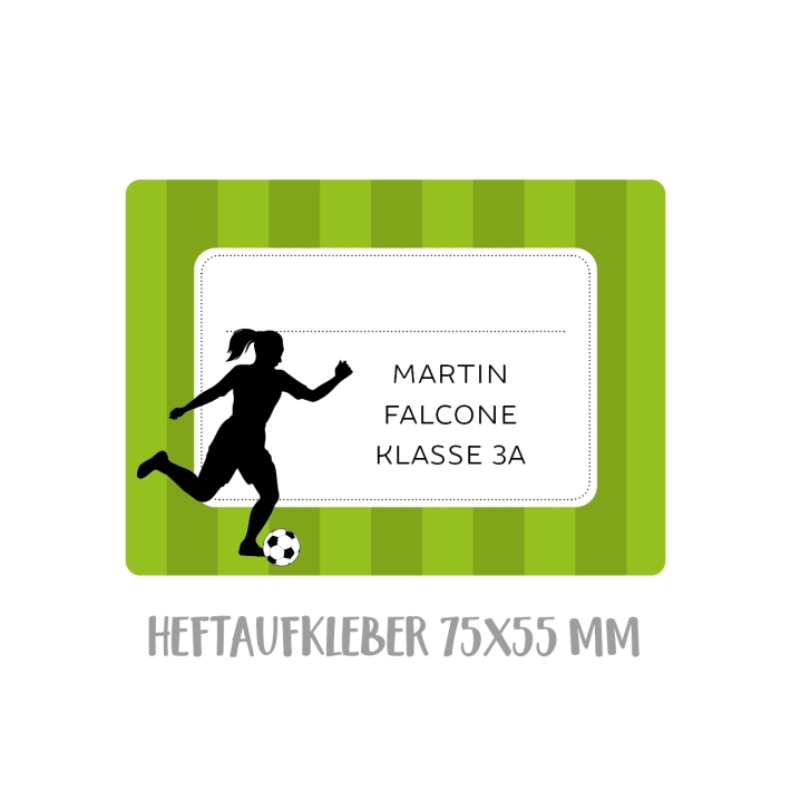 Namensaufkleber Set fr die Schule Fuballerin
