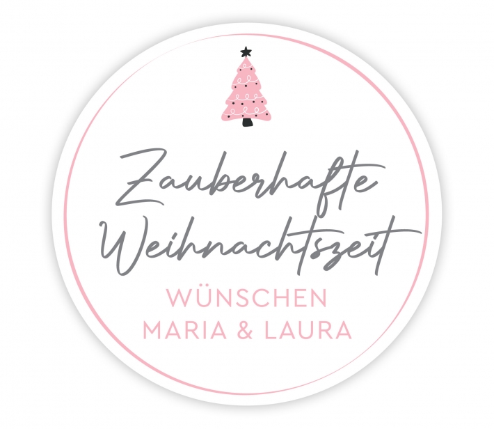 Personalisierte Weihnachtsaufkleber modern Tanne