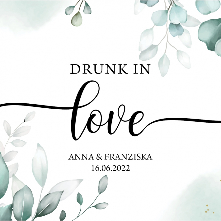 JGA I Hochzeit Prosecco Dose Banderole eukalyptus eukalyptus
