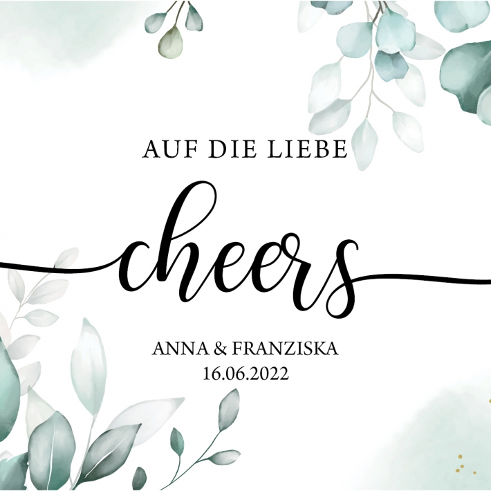 JGA I Hochzeit Prosecco Dose Banderole eukalyptus eukalyptus
