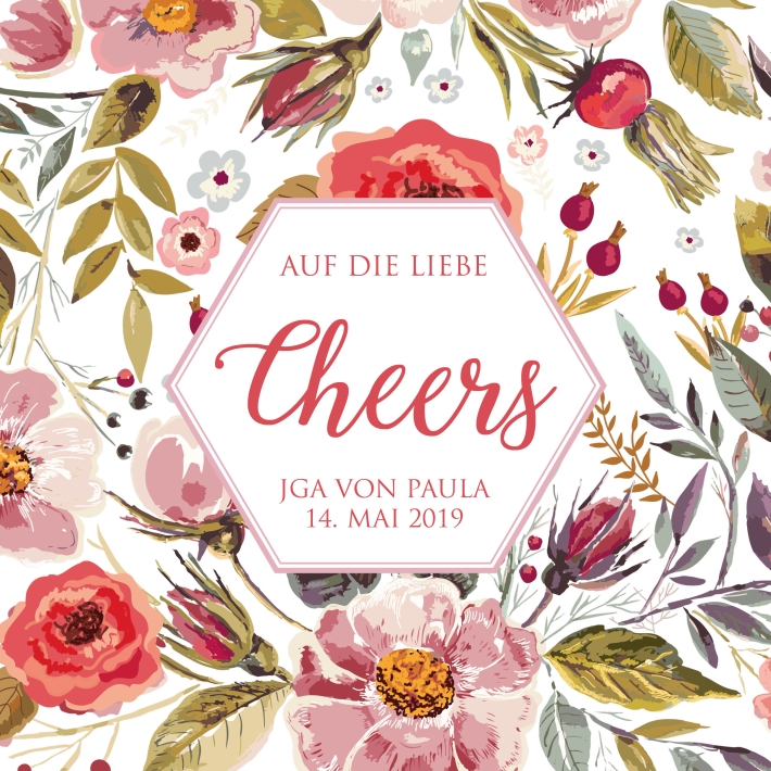 JGA I Hochzeit Banderole fr Prosecco Dosen autumn flowers