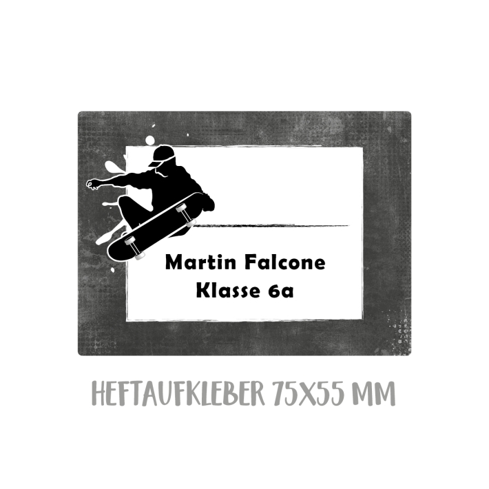 Namensaufkleber Set fr die Schule Skaterboy