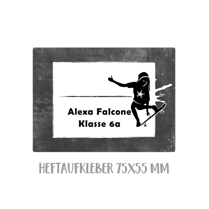 Namensaufkleber Set fr die Schule Skatergirl