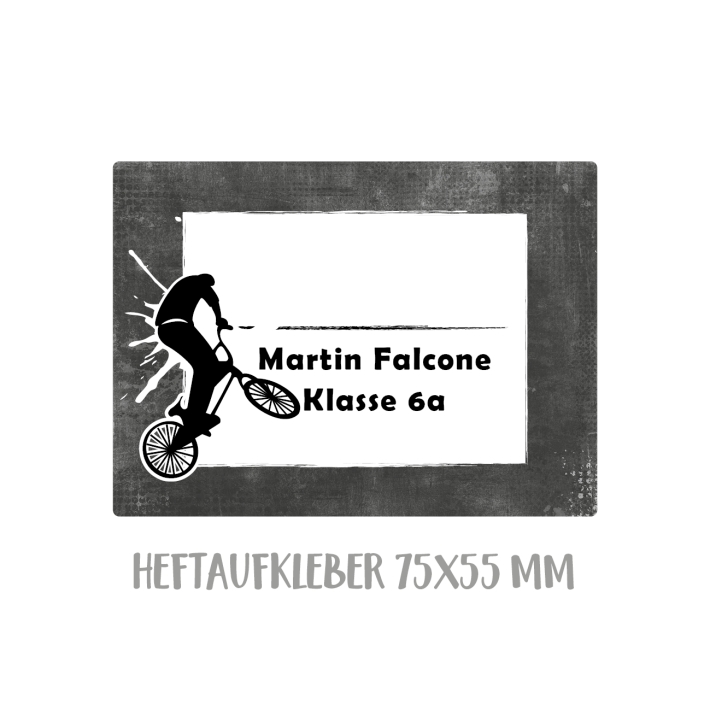 Namensaufkleber Set fr die Schule BMX