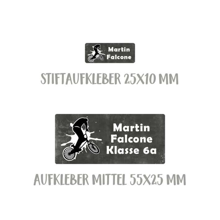 Namensaufkleber Set fr die Schule BMX