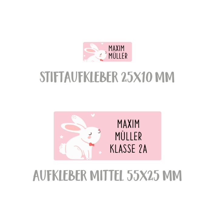 Namensaufkleber Set fr die Schule Hase