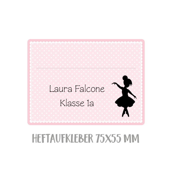 Namensaufkleber Set fr die Schule Ballerina