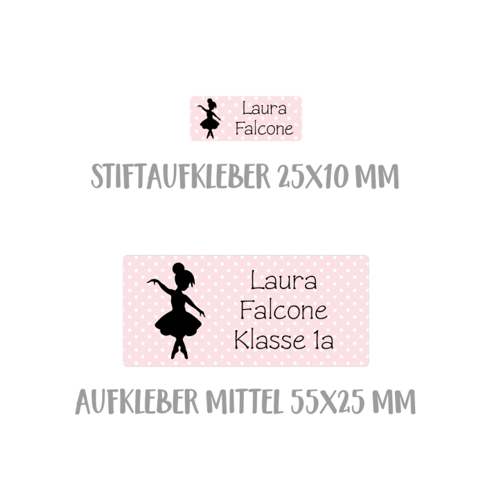 Namensaufkleber Set fr die Schule Ballerina