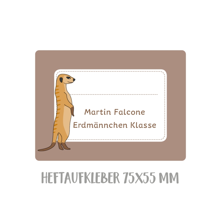 Namensaufkleber Set fr die Schule Erdmnnchen