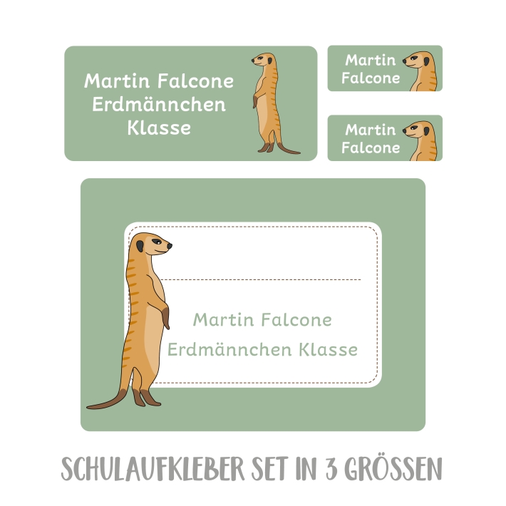 Namensaufkleber Set fr die Schule Erdmnnchen