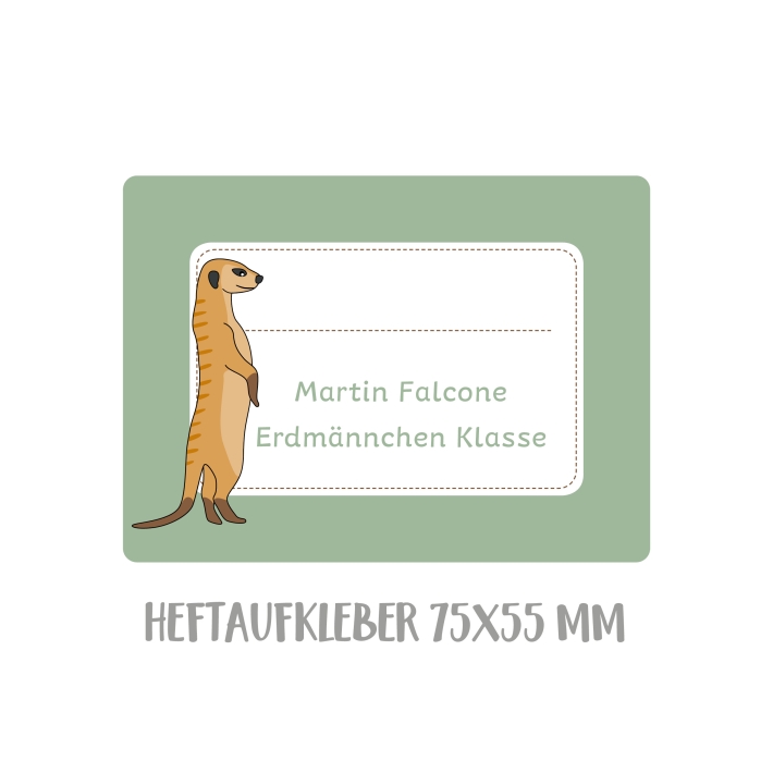 Namensaufkleber Set fr die Schule Erdmnnchen