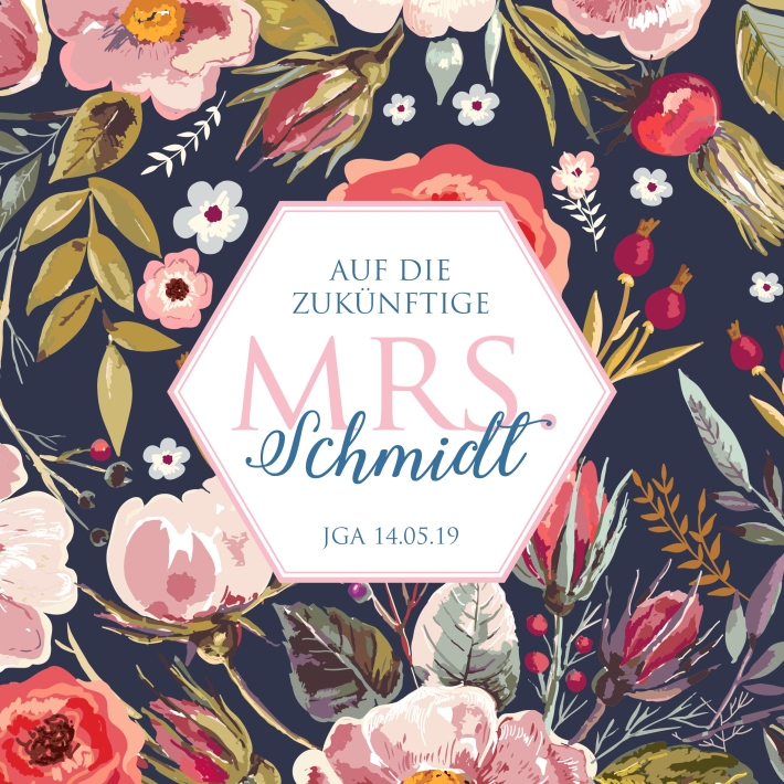 JGA I Hochzeit Banderole fr Prosecco Dosen autumn flowers dark