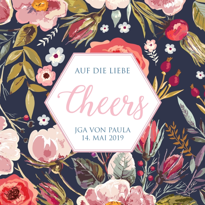 JGA I Hochzeit Banderole fr Prosecco Dosen autumn flowers dark