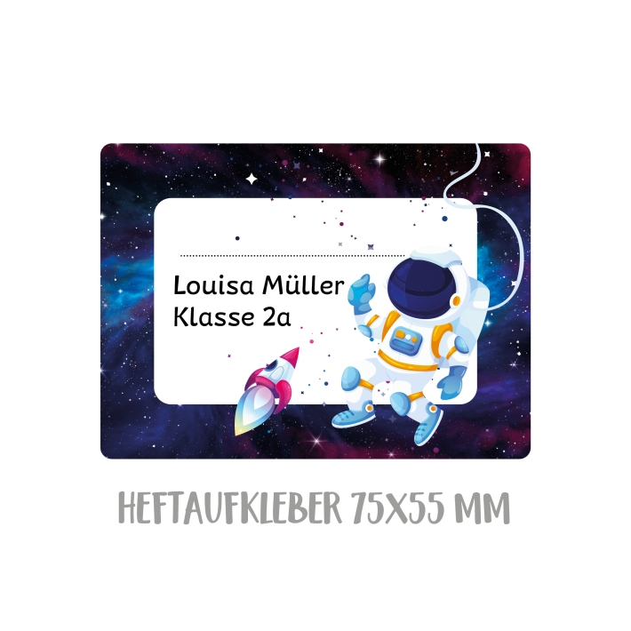 Namensaufkleber Set fr die Schule Astronautin