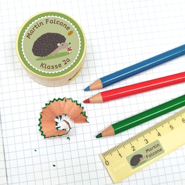 Schulaufkleber I Namensaufkleber fr die Schule Igel