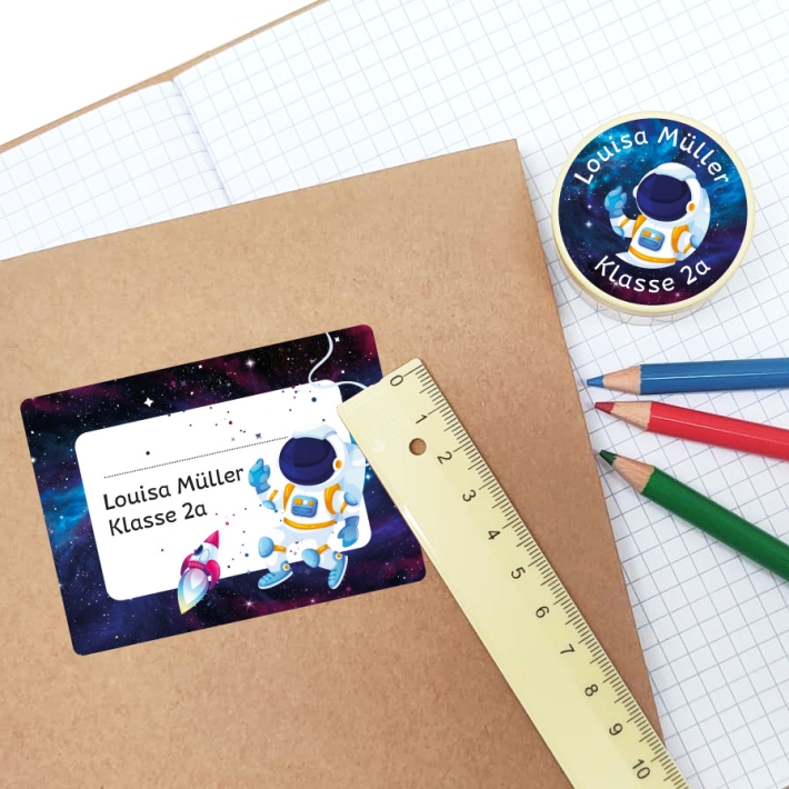 Schulaufkleber I Namensaufkleber fr die Schule Astronautin