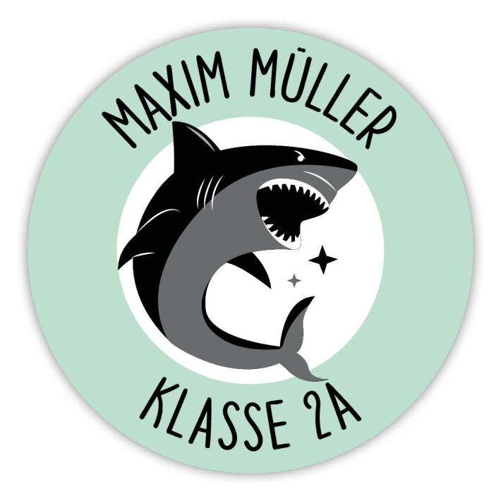 Schulaufkleber I Namensaufkleber fr die Schule Hai