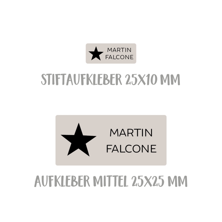 Namensaufkleber Set fr die Schule Stern