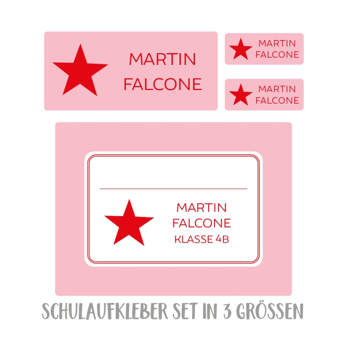 Namensaufkleber Set fr die Schule Stern