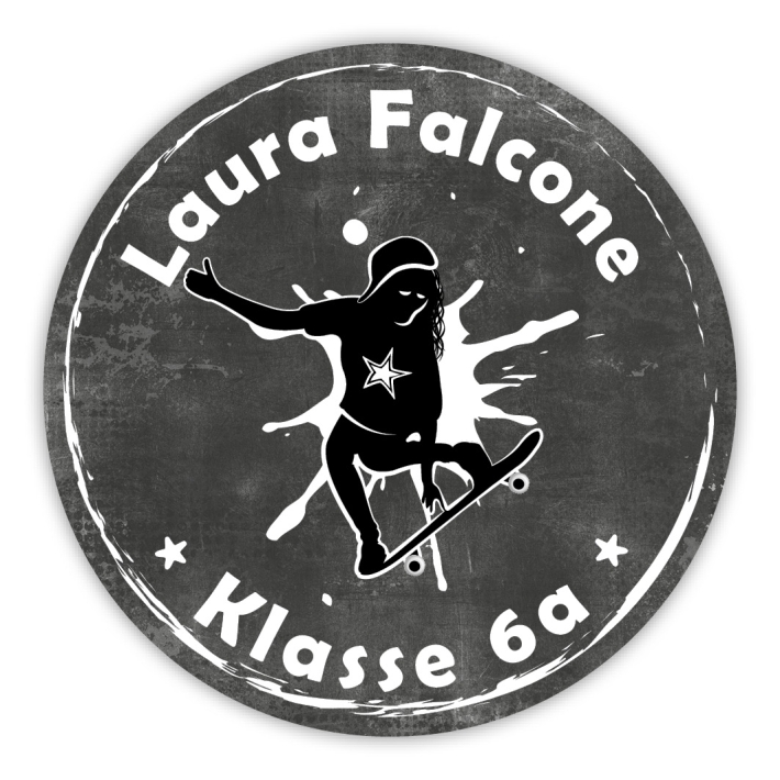 Schulaufkleber I Namensaufkleber fr die Schule Skatergirl