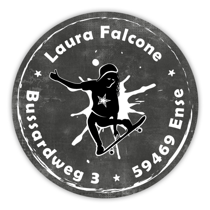 Schulaufkleber I Namensaufkleber fr die Schule Skatergirl