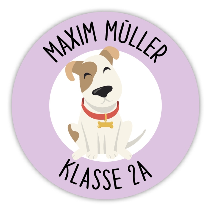 Schulaufkleber I Namensaufkleber fr die Schule Hund
