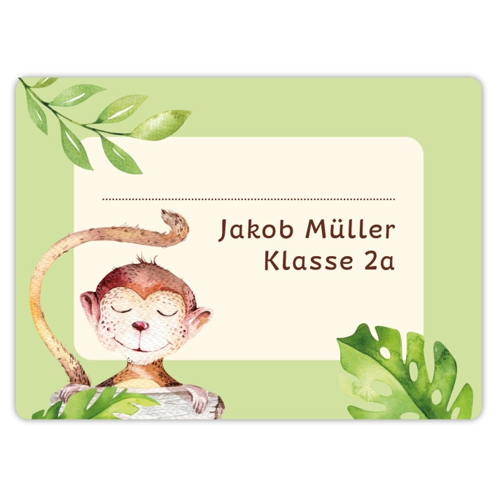 Heftaufkleber I groe Schulaufkleber Affe