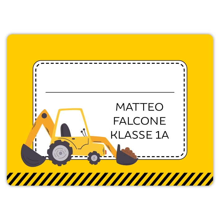 Heftaufkleber I groe Schulaufkleber Bagger