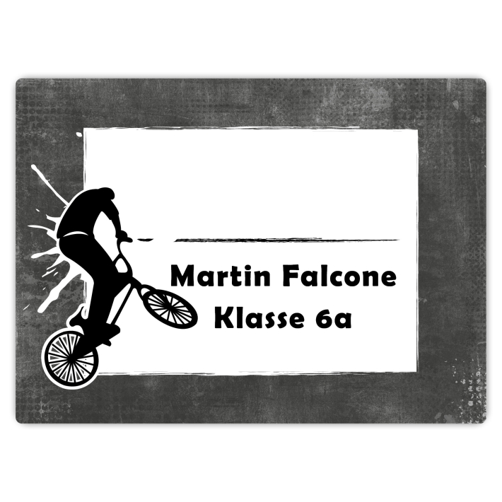 Heftaufkleber I groe Schulaufkleber BMX Fahrer