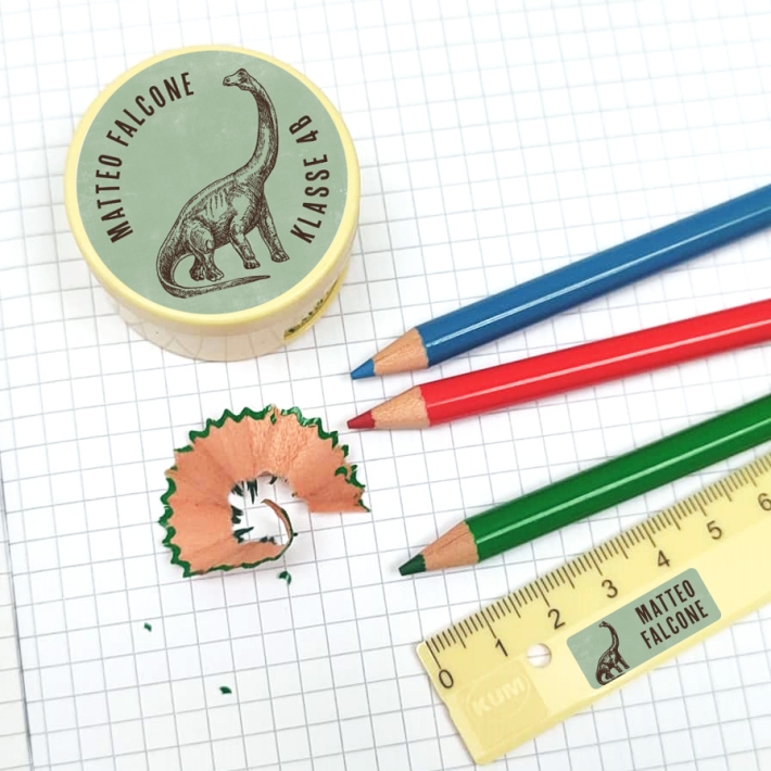 Schulaufkleber I Namensaufkleber fr die Schule Dino