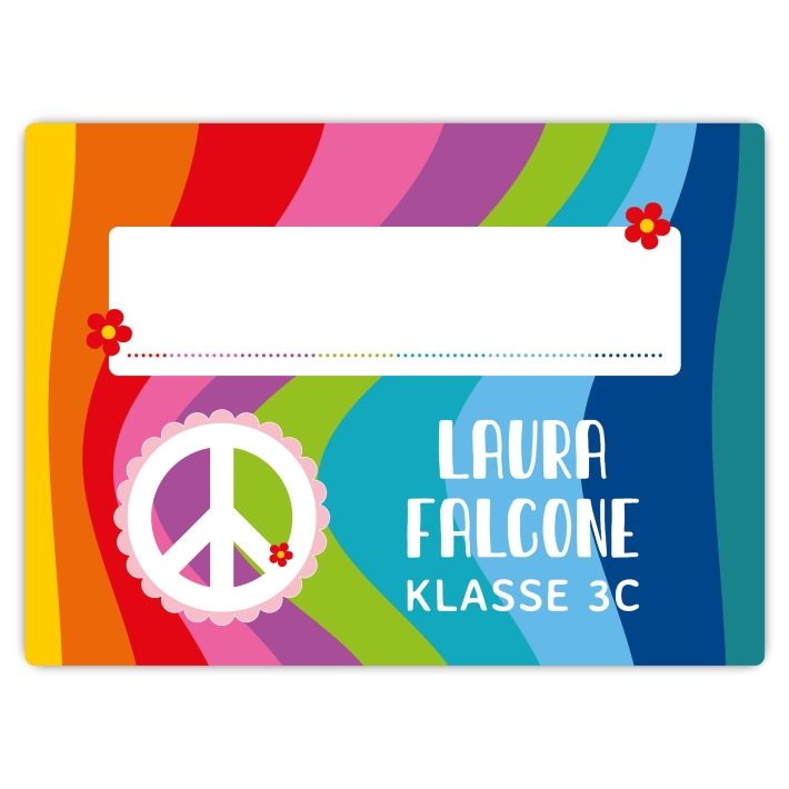 Heftaufkleber I groe Schulaufkleber Hippie