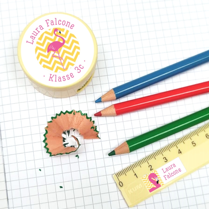 Stifteaufkleber I Kleine Namensaufkleber Flamingo
