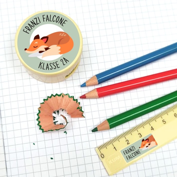 Stifteaufkleber I Kleine Namensaufkleber Fuchs